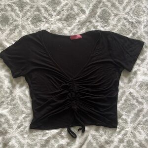 Women’s Black Ragdoll V-neck Crop Top